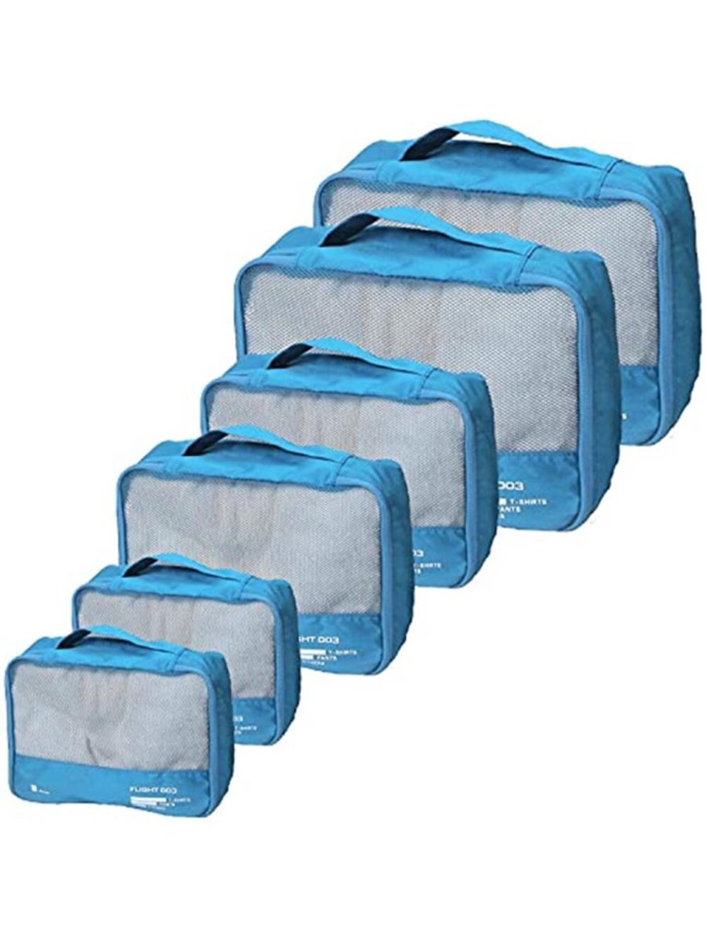 6 Set Packing Cubes Travel Organizer Suitcase Luggage Bag Sky Blue Nylon Light